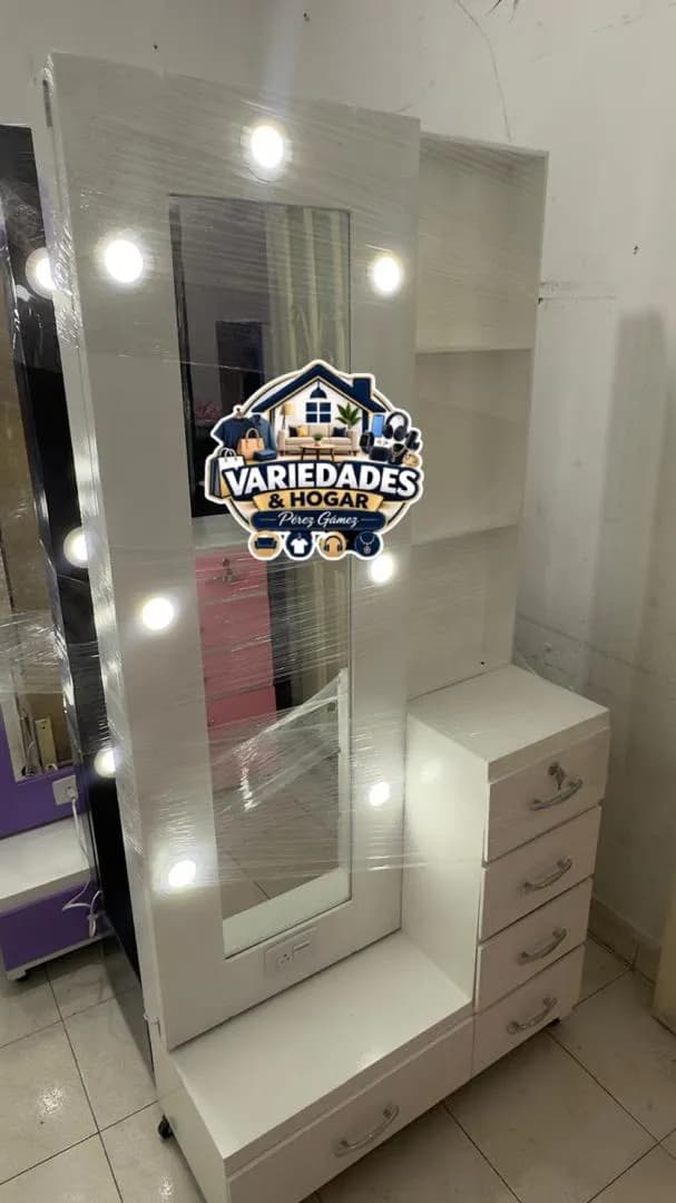 peinadora muñequera luz led vidrio completo varios