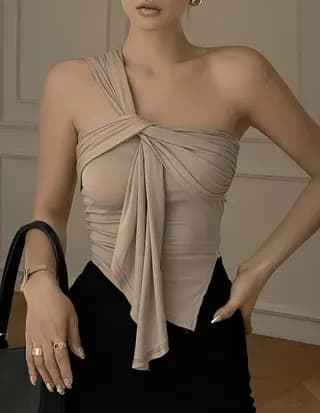 Blusa Elegante Mujer Beige T-L 1
