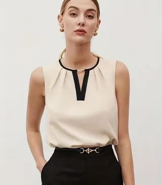 Blusa Elegante Beige / Negro T-L 1