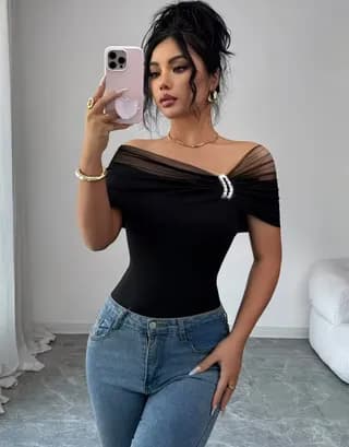 Blusa de Malla 1 Hombro Negro T-M 2
