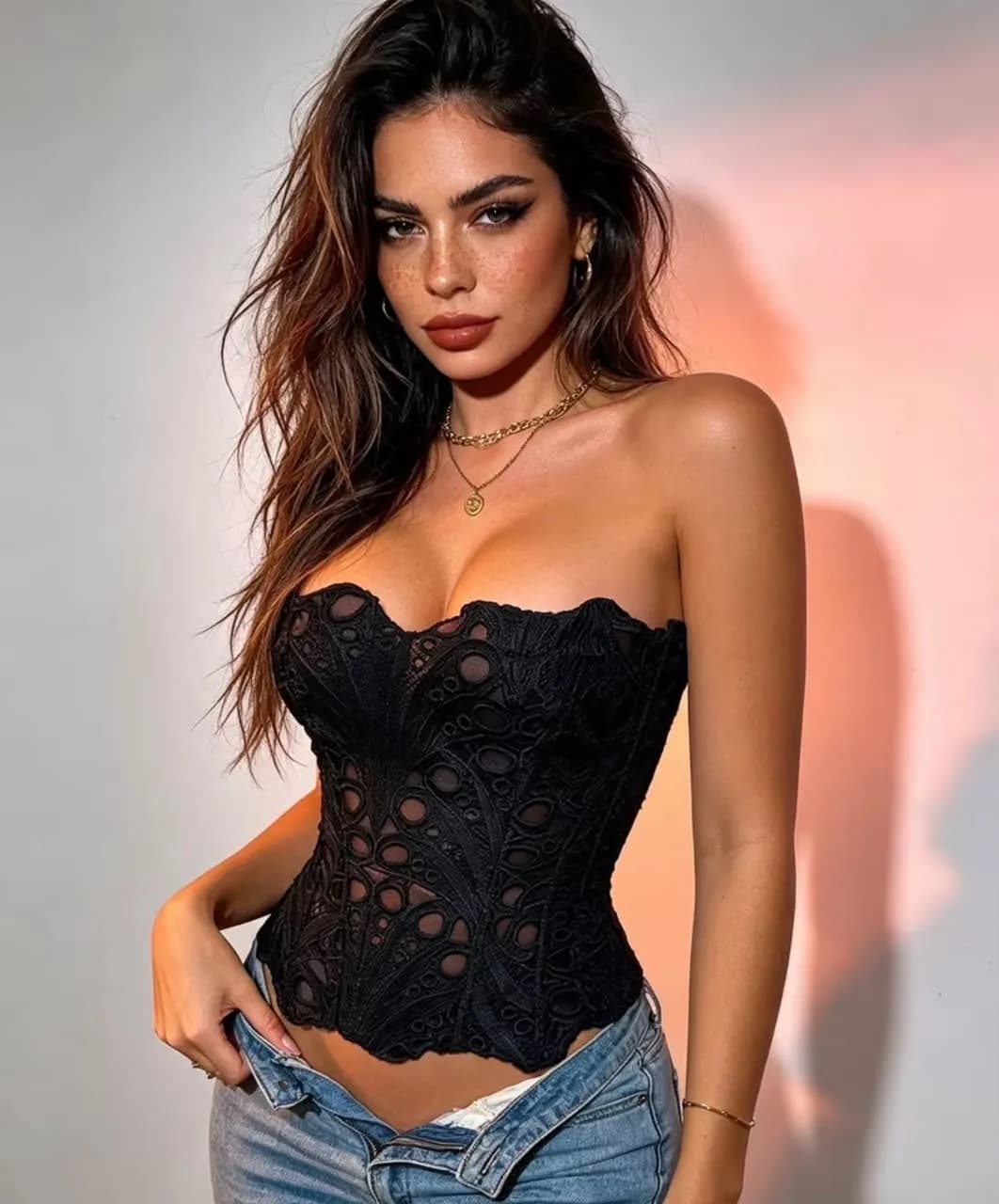 Corset Floral Negro T-S
