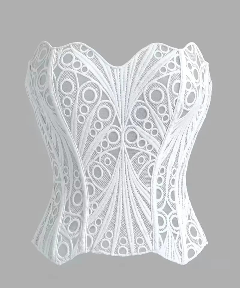 corset floral de varillas BLANCO T-S
